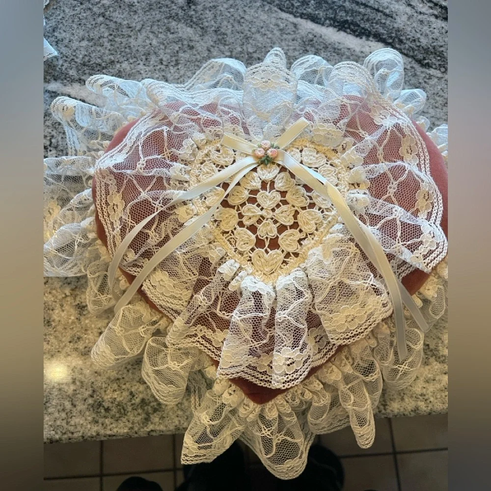 3 Vintage Satin & Lace Throw Pillows~Shabby Chic~Victorian Decor ~Very Pretty!!